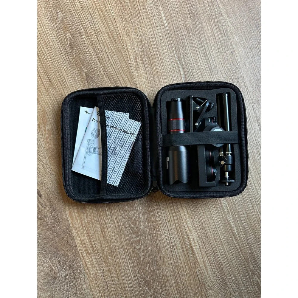 Selvim Pro Phone Camera Lens Kit with Telephoto Macro Wide Angle Tripod Case